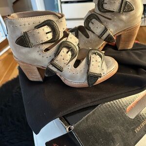 Freebird Violet Ankle Boots with Buckle Accents